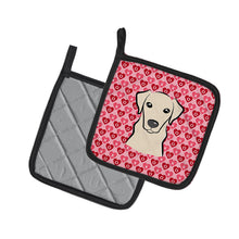 Load image into Gallery viewer, Yellow Labrador Hearts Pot Holders - Set of 2 - Heat-Resistant Kitchen Essentials BB5292PTHD