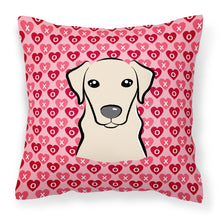 Load image into Gallery viewer, Yellow Labrador Hearts Fabric Decorative Pillow BB5292PW1818