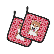 Load image into Gallery viewer, Shiba Inu Hearts Pot Holders - Set of 2 - Heat-Resistant Kitchen Essentials BB5295PTHD