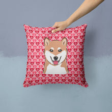 Load image into Gallery viewer, Shiba Inu Hearts Throw Pillow - 14x14 Decorative Pillow – Art for Your Home &amp; Patio BB5295PW1414