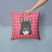 Load image into Gallery viewer, French Bulldog Hearts Throw Pillow - 14x14 Decorative Pillow – Art for Your Home &amp; Patio BB5297PW1414