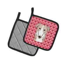 Load image into Gallery viewer, Borzoi Hearts Pot Holders - Set of 2 - Heat-Resistant Kitchen Essentials BB5298PTHD