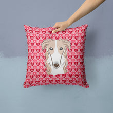 Load image into Gallery viewer, Borzoi Hearts Throw Pillow - 14x14 Decorative Pillow – Art for Your Home &amp; Patio BB5298PW1414