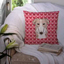 Load image into Gallery viewer, Borzoi Hearts Throw Pillow - 14x14 Decorative Pillow – Art for Your Home &amp; Patio BB5298PW1414