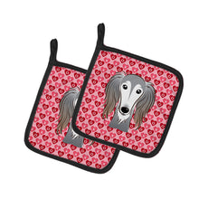 Load image into Gallery viewer, Saluki Hearts Pot Holders - Set of 2 - Heat-Resistant Kitchen Essentials BB5299PTHD