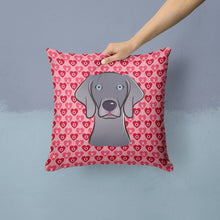 Load image into Gallery viewer, Weimaraner Hearts Throw Pillow - 14x14 Decorative Pillow – Art for Your Home &amp; Patio BB5301PW1414