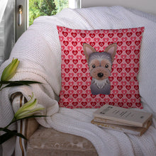 Load image into Gallery viewer, Yorkie Puppy Hearts Throw Pillow - 14x14 Decorative Pillow – Art for Your Home &amp; Patio BB5302PW1414