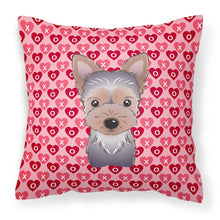 Load image into Gallery viewer, Yorkie Puppy Hearts Fabric Decorative Pillow BB5302PW1818