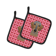 Load image into Gallery viewer, Wirehaired Dachshund Hearts Pot Holders - Set of 2 - Heat-Resistant Kitchen Essentials BB5303PTHD