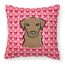 Load image into Gallery viewer, Chocolate Labrador Hearts Fabric Decorative Pillow BB5304PW1818