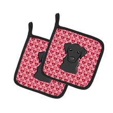 Load image into Gallery viewer, Black Labrador Hearts Pot Holders - Set of 2 - Heat-Resistant Kitchen Essentials BB5305PTHD