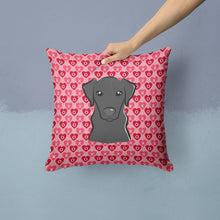 Load image into Gallery viewer, Black Labrador Hearts Throw Pillow - 14x14 Decorative Pillow – Art for Your Home &amp; Patio BB5305PW1414