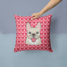 Load image into Gallery viewer, French Bulldog Hearts Throw Pillow - 14x14 Decorative Pillow – Art for Your Home &amp; Patio BB5308PW1414