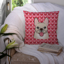 Load image into Gallery viewer, French Bulldog Hearts Throw Pillow - 14x14 Decorative Pillow – Art for Your Home &amp; Patio BB5308PW1414