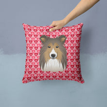 Load image into Gallery viewer, Sheltie Hearts Throw Pillow - 14x14 Decorative Pillow – Art for Your Home &amp; Patio BB5312PW1414