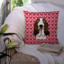 Load image into Gallery viewer, Basset Hound Hearts Throw Pillow - 14x14 Decorative Pillow – Art for Your Home &amp; Patio BB5313PW1414