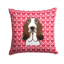 Load image into Gallery viewer, Basset Hound Hearts Throw Pillow - 14x14 Decorative Pillow – Art for Your Home &amp; Patio BB5313PW1414