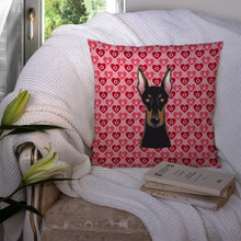 Load image into Gallery viewer, Doberman Pinscher Hearts Throw Pillow - 14x14 Decorative Pillow – Art for Your Home &amp; Patio BB5315PW1414