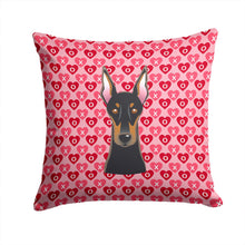 Load image into Gallery viewer, Doberman Pinscher Hearts Throw Pillow - 14x14 Decorative Pillow – Art for Your Home &amp; Patio BB5315PW1414
