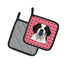 Load image into Gallery viewer, Saint Bernard Hearts Pot Holders - Set of 2 - Heat-Resistant Kitchen Essentials BB5316PTHD