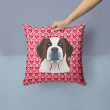 Load image into Gallery viewer, Saint Bernard Hearts Throw Pillow - 14x14 Decorative Pillow – Art for Your Home &amp; Patio BB5316PW1414