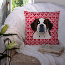 Load image into Gallery viewer, Saint Bernard Hearts Throw Pillow - 14x14 Decorative Pillow – Art for Your Home &amp; Patio BB5316PW1414