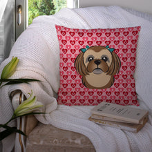 Load image into Gallery viewer, Chocolate Brown Shih Tzu Hearts Throw Pillow - 14x14 Decorative Pillow – Art for Your Home &amp; Patio BB5319PW1414