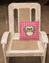 Load image into Gallery viewer, Chocolate Brown Shih Tzu Hearts Fabric Decorative Pillow BB5319PW1818