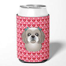 Load image into Gallery viewer, Gray Silver Shih Tzu Hearts Can or Bottle Hugger BB5320CC