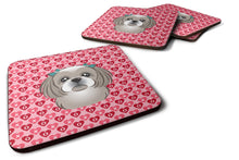 Load image into Gallery viewer, Gray Silver Shih Tzu Hearts Foam Coaster  BB5320FC