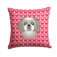 Load image into Gallery viewer, Gray Silver Shih Tzu Hearts Throw Pillow - 14x14 Decorative Pillow – Art for Your Home &amp; Patio BB5320PW1414