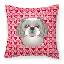 Load image into Gallery viewer, Gray Silver Shih Tzu Hearts Fabric Decorative Pillow BB5320PW1818