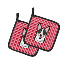 Load image into Gallery viewer, Tricolor Corgi Hearts Pot Holders - Set of 2 - Heat-Resistant Kitchen Essentials BB5325PTHD