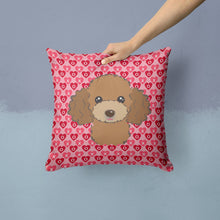 Load image into Gallery viewer, Chocolate Brown Poodle Hearts Throw Pillow - 14x14 Decorative Pillow – Art for Your Home &amp; Patio BB5326PW1414
