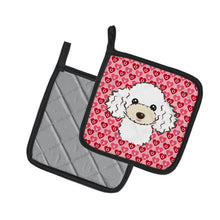 Load image into Gallery viewer, White Poodle Hearts Pot Holders - Set of 2 - Heat-Resistant Kitchen Essentials BB5327PTHD