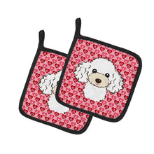 Load image into Gallery viewer, White Poodle Hearts Pot Holders - Set of 2 - Heat-Resistant Kitchen Essentials BB5327PTHD