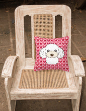 Load image into Gallery viewer, White Poodle Hearts Fabric Decorative Pillow BB5327PW1818