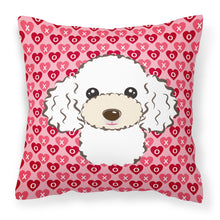 Load image into Gallery viewer, White Poodle Hearts Fabric Decorative Pillow BB5327PW1818