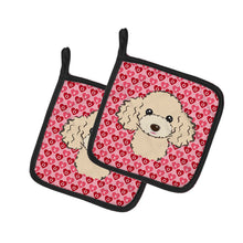 Load image into Gallery viewer, Buff Poodle Hearts Pot Holders - Set of 2 - Heat-Resistant Kitchen Essentials BB5328PTHD