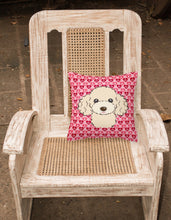Load image into Gallery viewer, Buff Poodle Hearts Fabric Decorative Pillow BB5328PW1818