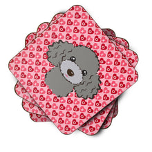 Load image into Gallery viewer, Silver Gray Poodle Hearts Foam Coaster  BB5329FC