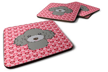 Load image into Gallery viewer, Silver Gray Poodle Hearts Foam Coaster  BB5329FC