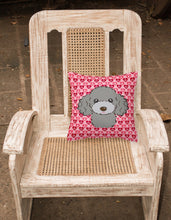 Load image into Gallery viewer, Silver Gray Poodle Hearts Fabric Decorative Pillow BB5329PW1818