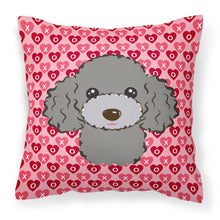 Load image into Gallery viewer, Silver Gray Poodle Hearts Fabric Decorative Pillow BB5329PW1818