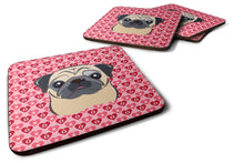 Load image into Gallery viewer, Fawn Pug Hearts Foam Coaster  BB5332FC