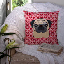 Load image into Gallery viewer, Fawn Pug Hearts Throw Pillow - 14x14 Decorative Pillow – Art for Your Home &amp; Patio BB5332PW1414