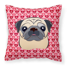 Load image into Gallery viewer, Fawn Pug Hearts Fabric Decorative Pillow BB5332PW1818
