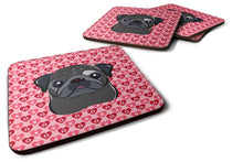 Load image into Gallery viewer, Black Pug Hearts Foam Coaster  BB5333FC