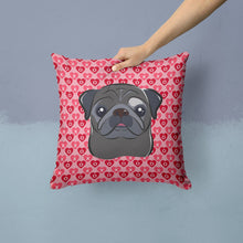 Load image into Gallery viewer, Black Pug Hearts Throw Pillow - 14x14 Decorative Pillow – Art for Your Home &amp; Patio BB5333PW1414