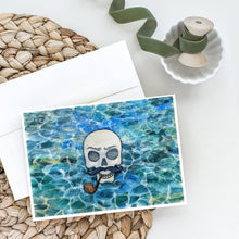 Load image into Gallery viewer, Skeleton Skull Pirate Greeting Cards -  Blank Note Cards – 8-Pack of Artist-Designed Cards with Envelopes